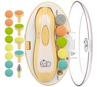 Royal Angels Coupe-Ongles Bébé Rechargeable 22-en-1 | Kit Lime à Ongles Électrique avec Écran LCD | 4 Vitesses, Boîtier Organisé, 13 Recharges, Lampe LED, Silencieux (Jaune)