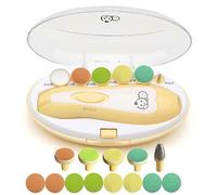 Royal Angels Coupe-ongles pour bébé 21 en 1, soin électrique des ongles pour bébé, 13 outils de remplacement supplémentaires, coupe-ongles et orteils pour nouveau-né, coupe et vernis (Jaune)