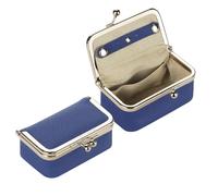 Royal Bagger Boîte À Bijoux En Cuir Véritable, Mini Étui Pour Bagues, Colliers Et Boucles D'oreilles, Porte-monnaie Kiss Lock Pour Femme 3203 (Bleu royal)