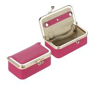 Royal Bagger Boîte À Bijoux En Cuir Véritable, Mini Étui Pour Bagues, Colliers Et Boucles D'oreilles, Porte-monnaie Kiss Lock Pour Femme 3203 (Rouge pastèque)