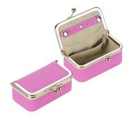 Royal Bagger Boîte À Bijoux En Cuir Véritable, Mini Étui Pour Bagues, Colliers Et Boucles D'oreilles, Porte-monnaie Kiss Lock Pour Femme 3203 (Rose)