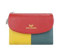 Royal Bagger Color Block RFID Portefeuilles Courts Fentes Multi-Cartes en Cuir véritable Porte-Cartes Porte-Monnaie à Trois Volets Ouverture magnétique 2053 (Rouge)