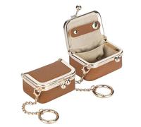 Royal Bagger en cuir véritable mini kiss lock boîte à pièces et à bijoux, porte-clés amovible, rangement pour bagues, boucles d'oreilles, colliers 2894 (Marron)