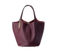 Royal Bagger Sacs Fourre-tout En Cuir De Vache Véritable Pour Femmes, Sac Seau À Fermeture Magnétique, Sac À Main Décontracté De Couleur Unie 3260 (Rouge Vin)