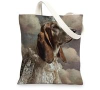 Royal Basset Hound Sac en toile vintage réutilisable élégant et léger pour transporter des animaux, marron, 13x15 Inch