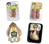 Royal Bernard - Assortiment Automnal - Colis de Viande de Volaille - 4 Barquettes de 4 Savoureux Produits - 1 Roulé de Dinde + 1 Poulet Entier + 4 Cuisses Poulet Label Rouge + 4 Paupiettes