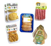 Royal Bernard - Assortiment Bambins - Colis de Viande de Volaille - 6 Barquettes de 5 Savoureux Produits - 1 Poulet Entier + 4* Cordons + 6* Filets de Poulet + 6* Saucisses nature + Bouchées marinées