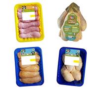 Royal Bernard - Assortiment Familial - Colis de Viande de Volaille - 6 Escalopes de dinde + 1 poulet entier prêt à cuire et des découpes de poulet : 6 filets + 4 cuisses