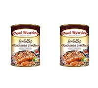 ROYAL BOURBON - Ile de la Réunion - Conserve : (Lot de 2 Boîtes, Lentilles aux saucisses Créoles Boîte de 420g)