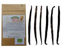 Royal Brand BIO 6 Gousses XL de Vanille Bourbon - Délicieuse Gousse de Vanille XL 16/18cm - Sachet emballage sous vide pour des Gousses de Vanille BIO Toujours Fraîches
