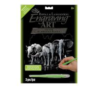 Royal Brush Kit de Feuille Gravure Art, Elephant Troupeau, 20.3cm x 25.4cm, Argent