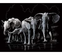 Royal Brush Kit de Feuille Gravure Art, Elephant Troupeau, 20.3cm x 25.4cm, Argent