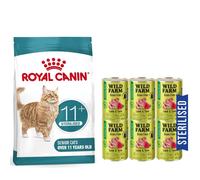 ROYAL CANIN Ageing Sterilised 11+ 400 g croquettes pour chats âgés de plus de 11 ans, stérilisés+ WILD FARM Premium Grain Free Agneau et Thon - nourriture sans céréales pour chats stérilisés6x400g-3%