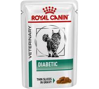 Royal Canin Veterinary Diabetic | 12 x 85 g | Aliment complet diététique pour chats | Pour réguler l'apport en glucose | Avec de délicieux morceaux en sauce | Teneur élevée en protéines