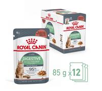 Royal Canin Digest Sensitive Nourriture humide | 12 x 85g | Aliment complet pour chats adultes | Peut aider à réduire les odeurs de selles | Morceaux en sauce
