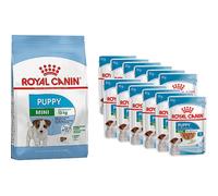 Royal Canin Duopack Nutrition Mini Junior Canine Beef 4kg + Mini Puppy Aliment Complet Chiots 12x85g