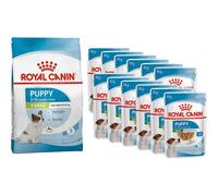Royal Canin Duopack Size Health Nutrition X-Small 3kg + Mini Puppy Aliment Complet Chiots 12x85g