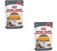 Royal Canin Hair & Skin Care Gravy | Paquet Double | 2 x 12 x 85 g | Aliment Complet pour Chats Adultes | Morceaux en Sauce | pour Le Soutien de la Peau et du Pelage | avec Omega-3
