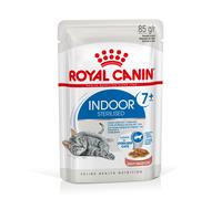 Royal Canin Indoor Sterilised 7+ | 12 x 85 g | Aliment Complet pour Chats d'intérieur à partir de 7 Ans | pour Les Chats stérilisés Vivant à la Maison | Morceaux en gelée