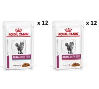 ROYAL CANIN Renal Feline Fish 12 x 85 g + Beef 12 x 85 g
