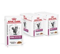 ROYAL CANIN Renal With Fish - Nourriture humide à base de poisson pour les chats souffrant de problèmes rénaux - 24x85 g