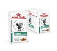 Royal Canin Veterinary Diabetic | 12 x 85 g | Aliment complet diététique pour chats | Pour réguler l'apport en glucose | Avec de délicieux morceaux en sauce | Teneur élevée en protéines