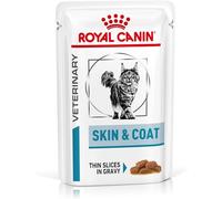 Royal Canin Veterinary Diet Feline Skin & Coat | 12 x 85 g | Nourriture Humide pour Chats Adultes | Fines pièces en Sauce | pour Le Soutien de la barrière cutanée