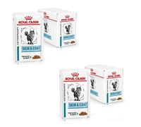 Royal Canin Veterinary Diet Feline Skin & Coat | Pack Double | 2 x 12 x 85 g | Nourriture Humide pour Chats Adultes | Fines pièces en Sauce | pour Le Soutien de la barrière cutanée