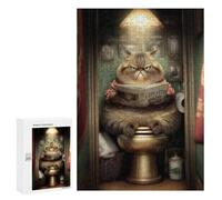 Royal Cat Reading Newspaper on Toilet Puzzle 1000 Pièces Educa Jouet en Bois Cadeau Unique Décoration Intérieure Jeu Éducatif Challenge Toy Adultes Et Enfants À Partir De 14 Ans 300 PCS
