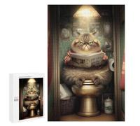 Royal Cat Reading Newspaper on Toilet Puzzle 1000 Pièces Educa Jouet en Bois Cadeau Unique Décoration Intérieure Jeu Éducatif Challenge Toy Adultes Et Enfants À Partir De 14 Ans 1000 PCS