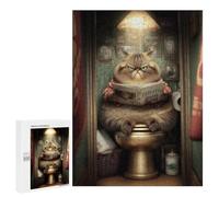 Royal Cat Reading Newspaper on Toilet Puzzle 1000 Pièces Educa Jouet en Bois Cadeau Unique Décoration Intérieure Jeu Éducatif Challenge Toy Adultes Et Enfants À Partir De 14 Ans 500 PCS
