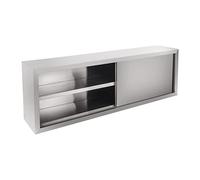 Royal Catering Armoire Murale Cuisine Suspendue Rangement INOX RCHC-160/40 (160x40x65cm, 2 Portes coulissantes, 1 étagère intermédiaire, INCL. matériaux de Fixations)