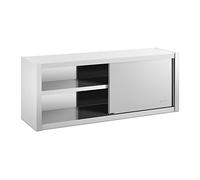 Royal Catering Armoire Murale En Inox Haute De Cuisine Travail Suspendue Professionnelle Placard Mural Rangement RCSSWC-150X45-S (150 x 45 x 60 cm, 600 kg, 3 Niveaux, Portes Coulissantes)