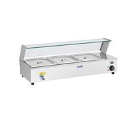 Royal Catering Bain-marie - 3 bacs GN 1/2 - Robinet de vidange - Vitrine de protection RCBM-3
