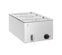 Royal Catering Bain-Marie, 600 W, 3 GN 1/3, Robinet de Vidange | Chauffe-Repas, Bain Marie, 600 W, 3 Bacs GN, Capacité Totale 3 x 5,5 l, 30 - 80 °C