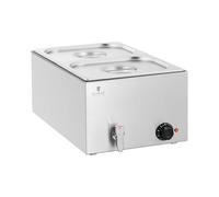 Royal Catering Bain-Marie Chauffe-Plat Professionnel, 600 W, 2 x GN 1/2 | Robinet De Vidange, Bain-Marie, Acier Inoxydable, Capacité Totale : 2 x 8,9 l, Plage De Température : 30 - 80 °C