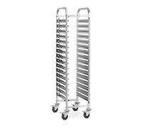Royal Catering - Chariot à Plateau (16 Baies GN, entraxe de 80 mm, GN 1/1, 1/2, Frein de stationnement, Acier Inoxydable) Argenté
