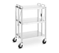 Royal Catering Chariot De Service Débarrassage Restauration Pliable RC-FST635G (Capacité 90 kg, 3 Plateaux @ 40 x 58 cm, roulettes Pivotantes 360°, 2 Freins, Pliant, INOX)