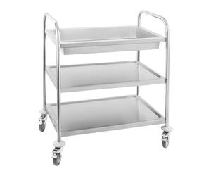 Royal Catering Chariot inox - 2 plateaux et 1 bac - 500 kg max. - Tubes ronds RCGW 1