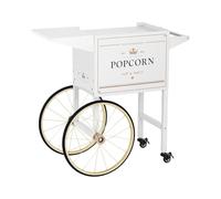 Royal Catering Chariot Pour Machine à Popcorn Professionnelle Coloris Blanc & Doré, Tôle D'Acier Peinte, 4 Roues, 2 Freins, Compartiment De Rangement Appareil Professionnel Cinéma