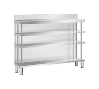 Royal Catering Comptoir de bar - inox - 100 x 30 x 105 cm - 4 étagères - dosseret Station de bar Table de préparation Comptoir inox Table de travail debout