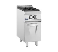 Royal Catering Cuisinière à gaz avec meuble bas 7,2 kW - 2 brûleurs amovibles - Buses de combustion pour la conversion du gaz propane GPL - Gaz naturel - Pare-flamme - Hotte aspirante - Cuisinière à