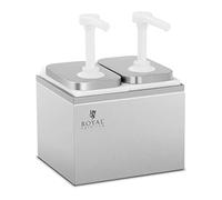 Royal Catering Distributeur De Sauce Pompe À Sauce En Plastique Ketchup Pour Friterie RCDI-4L (2 Récipients, Volume Total 4 l, Acier inoxydable / PP, Épaisseur du matériau 0,6 mm)