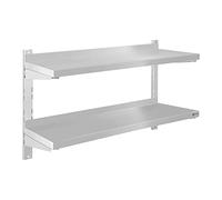 Royal Catering Étagère Murale, 2 Plateaux, 80 cm, INOX | Rangement Cuisine, Éléments pour Montage Mural, Design Moderne