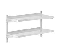 Royal Catering Étagère Murale Cuisine Tablette Flottante INOX 100 cm RCWR-1000.4 (100 x 40 cm, Pose Murale, Épaisseur 3,5 cm, Capacité 40 kg)