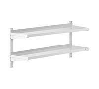 Royal Catering Étagère Murale Cuisine Tablette Flottante INOX 120 cm RCWR-1200.4 (120 x 40 cm, Pose Murale, Épaisseur 3,5 cm, Capacité 40 kg)