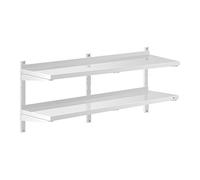 Royal Catering Étagère Murale Cuisine Tablette Flottante Inox 140 cm RCWR-1400.4 (140 x 40 cm, Pose murale, Épaisseur 3,5 cm, Capacité 40 kg)