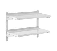 Royal Catering Étagère Murale Cuisine Tablette Flottante INOX 200 cm RCWR-800.4 (80 x 40 cm, Pose Murale, Épaisseur 3,5 cm, Capacité 40 kg)