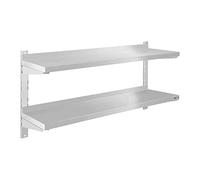 Royal Catering Étagère Murale Rangement Cuisine 2 Plateaux RCWR-120.2 (120 cm de Long, éléments pour Montage Mural, Design Moderne, INOX)