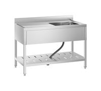 Royal Catering Évier professionnel - 1 bac - Inox - 120 x 60 cm RCSSS-120X60-S